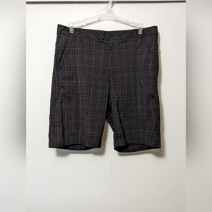 Men's Fila Sport Golf Shorts Size 36 Black Red Plaid Casual Quick Dry Stretch